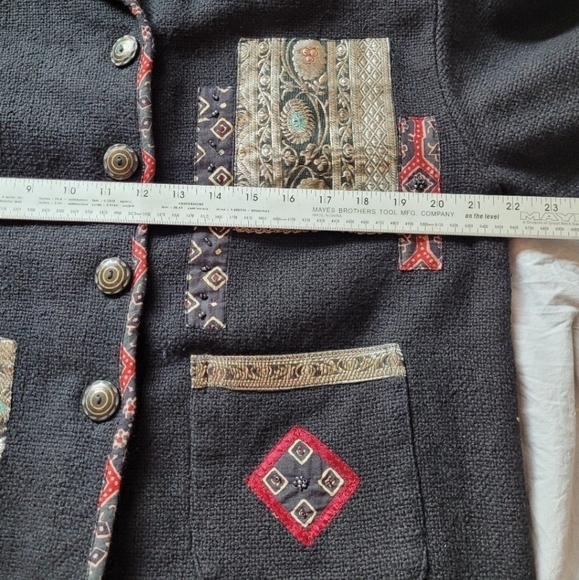 Vintage Flashback Black Woven 100% Cotton Jacket Womens Size M - Picture 11 of 12